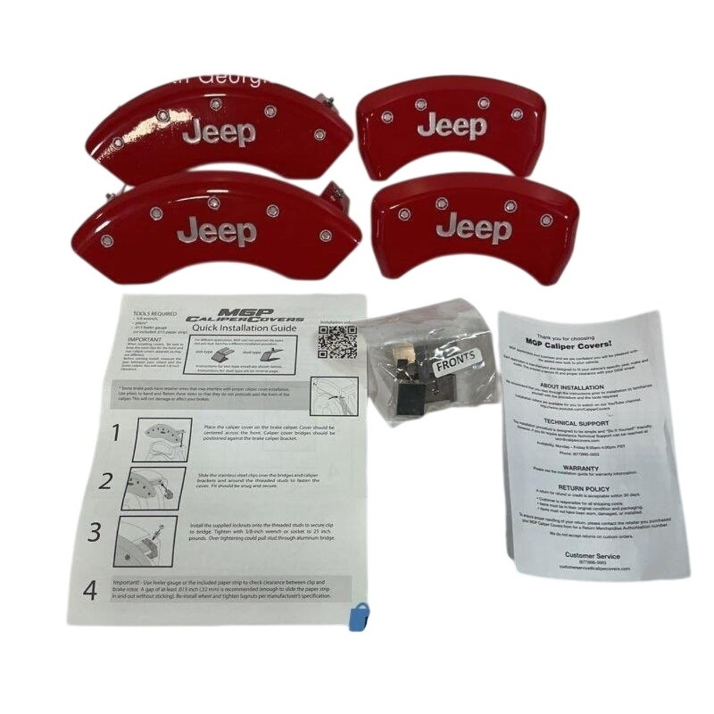 MGP Caliper Covers Red Jeep Logo Set of 4 42013 Aluminum Brake Covers